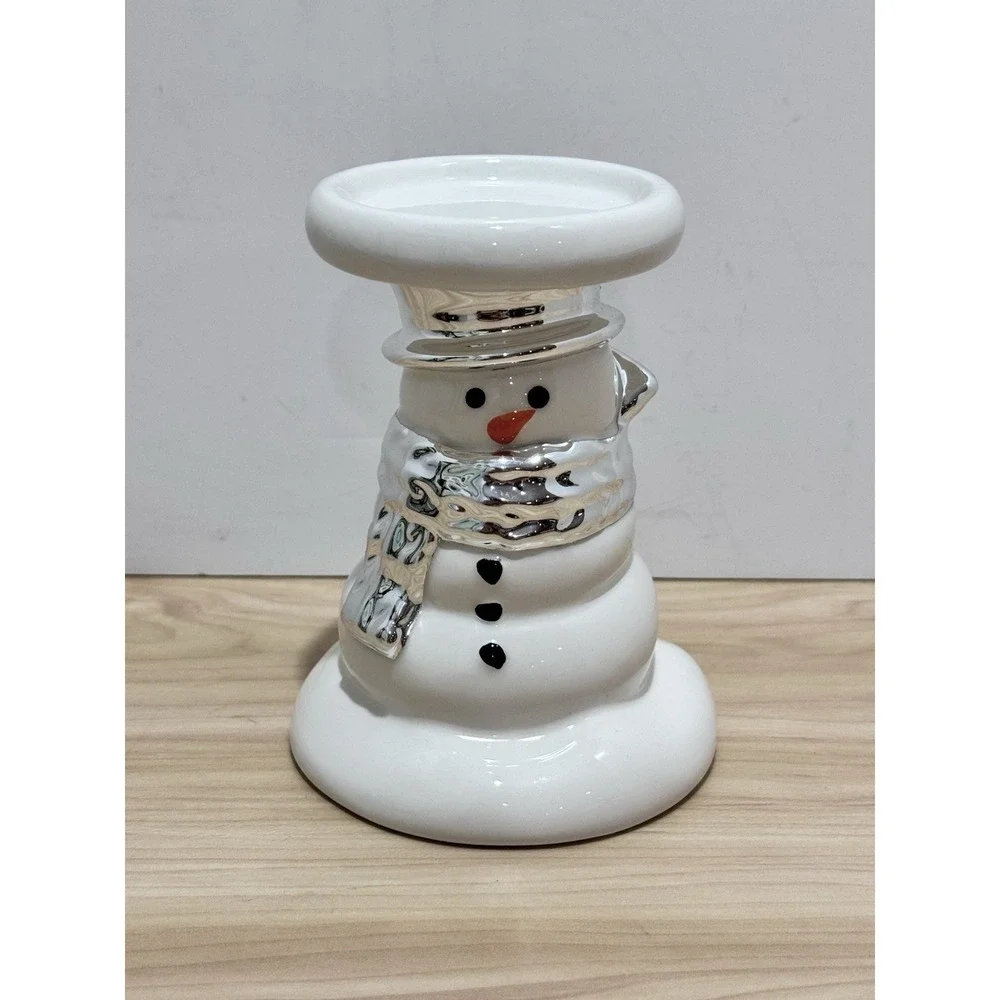 Bath & Body Works Ceramic SNOWMAN Mini Pedestal Candle Holder - Picture 1 of 10
